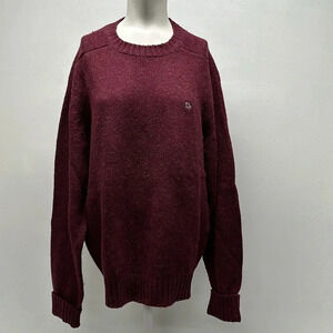 Christian Dior Sweater Wool Knit Long Sleeve Shirt Logo Maroon Men's Size Large